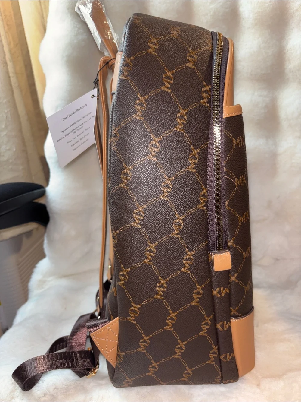 Max Studio Brown & Tan Monogram Backpack